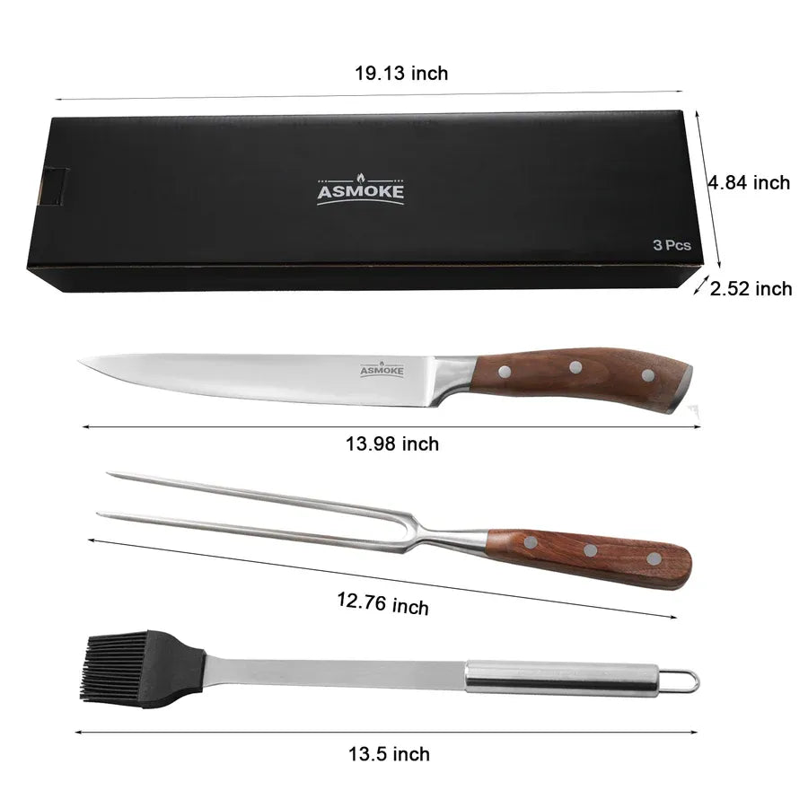 ASMOKE BBQ Knife Brush and Fork Set V642-ASMOKE-BBQ-SET