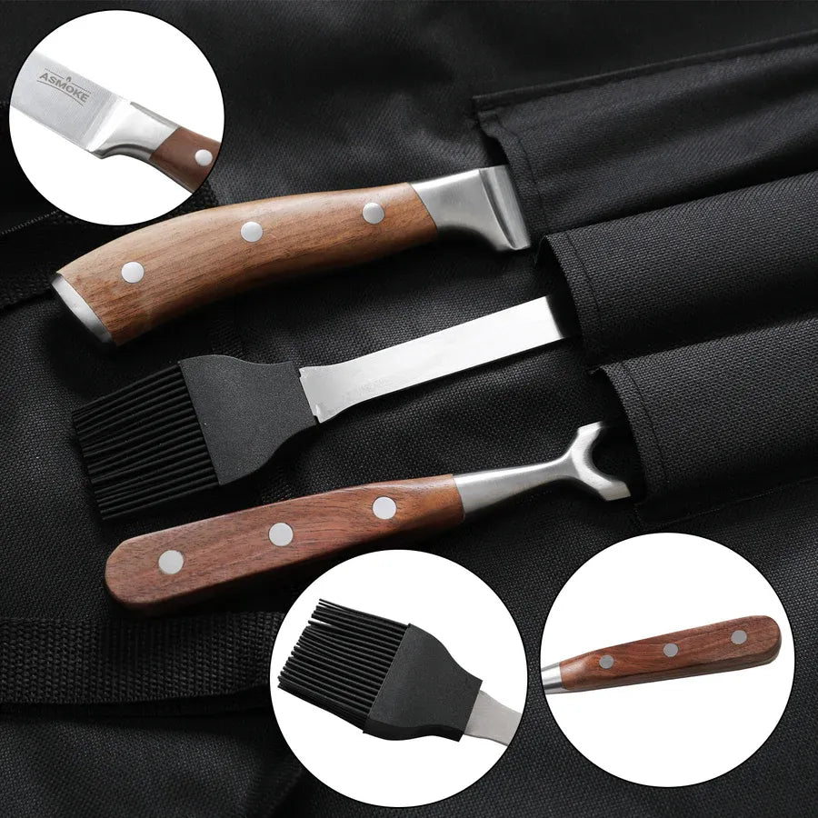 ASMOKE BBQ Knife Brush and Fork Set V642-ASMOKE-BBQ-SET