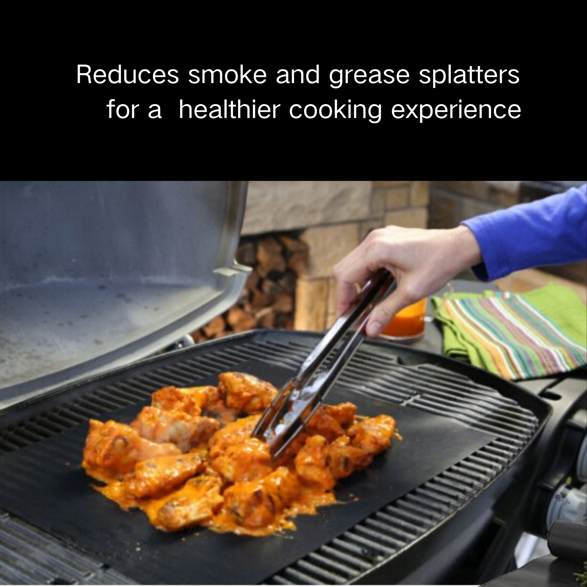 ASMOKE Premium Copper & Black BBQ Grill Mats (2-Pack) - Non-Stick PTFE Coating, Cooking Mats| Reusable and V642-ASMOKE-PREMIUM-COPPER-BLACK-GRILL-MAT