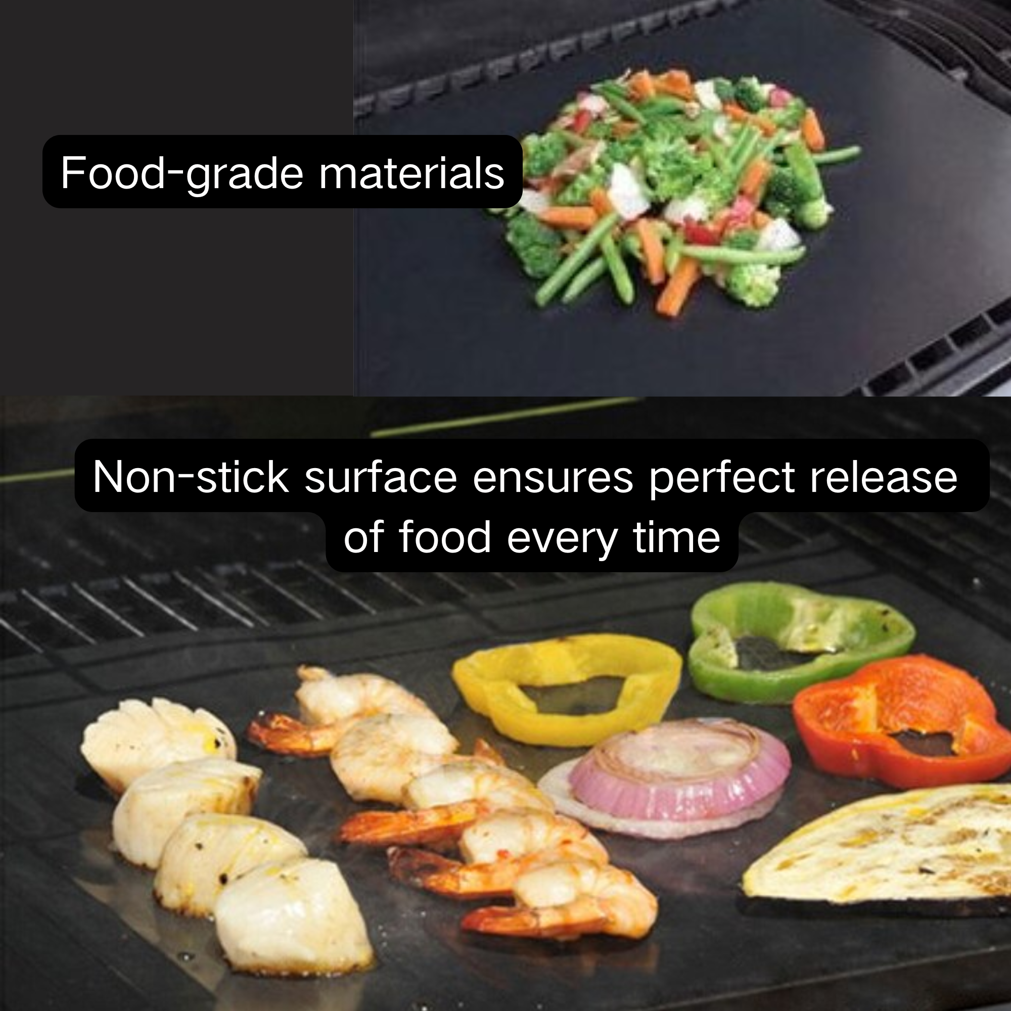 ASMOKE Premium Copper & Black BBQ Grill Mats (2-Pack) - Non-Stick PTFE Coating, Cooking Mats| Reusable and V642-ASMOKE-PREMIUM-COPPER-BLACK-GRILL-MAT