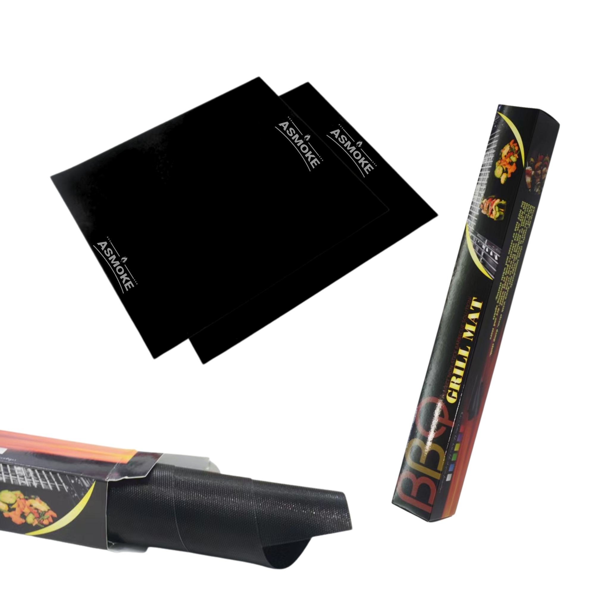 ASMOKE Premium Copper & Black BBQ Grill Mats (2-Pack) - Non-Stick PTFE Coating, Cooking Mats| Reusable and V642-ASMOKE-PREMIUM-COPPER-BLACK-GRILL-MAT