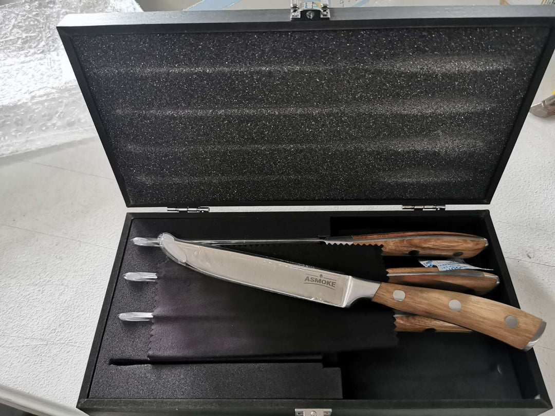 ASMOKE STEAK KNIFE SET OF 4,PAKKAWOOD HANDLE V642-ASMOKE-STEAK-KNIFE-SET-OF-4-PAKKAWOOD-HANDLE