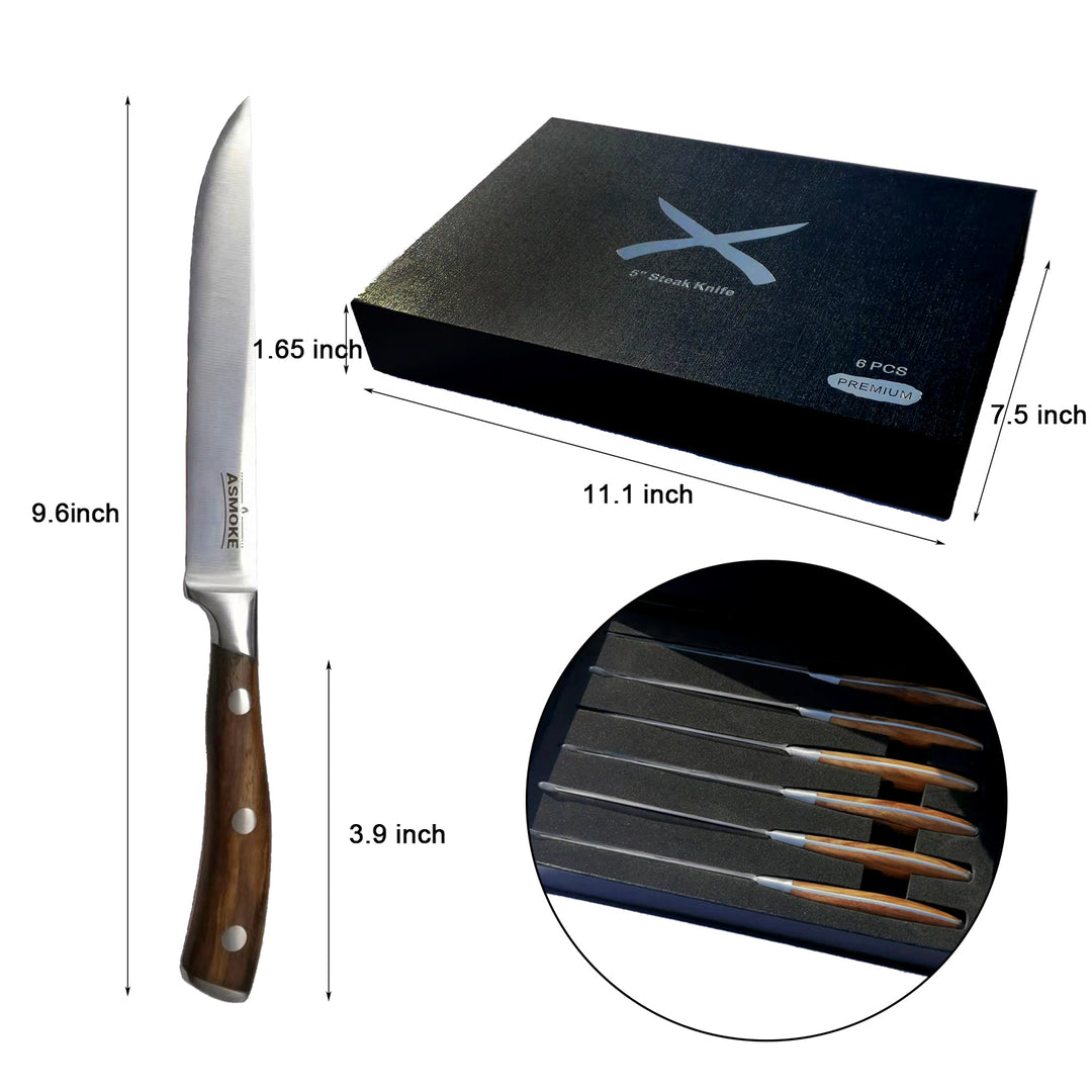 ASMOKE STEAK KNIFE SET OF 4,PAKKAWOOD HANDLE V642-ASMOKE-STEAK-KNIFE-SET-OF-4-PAKKAWOOD-HANDLE