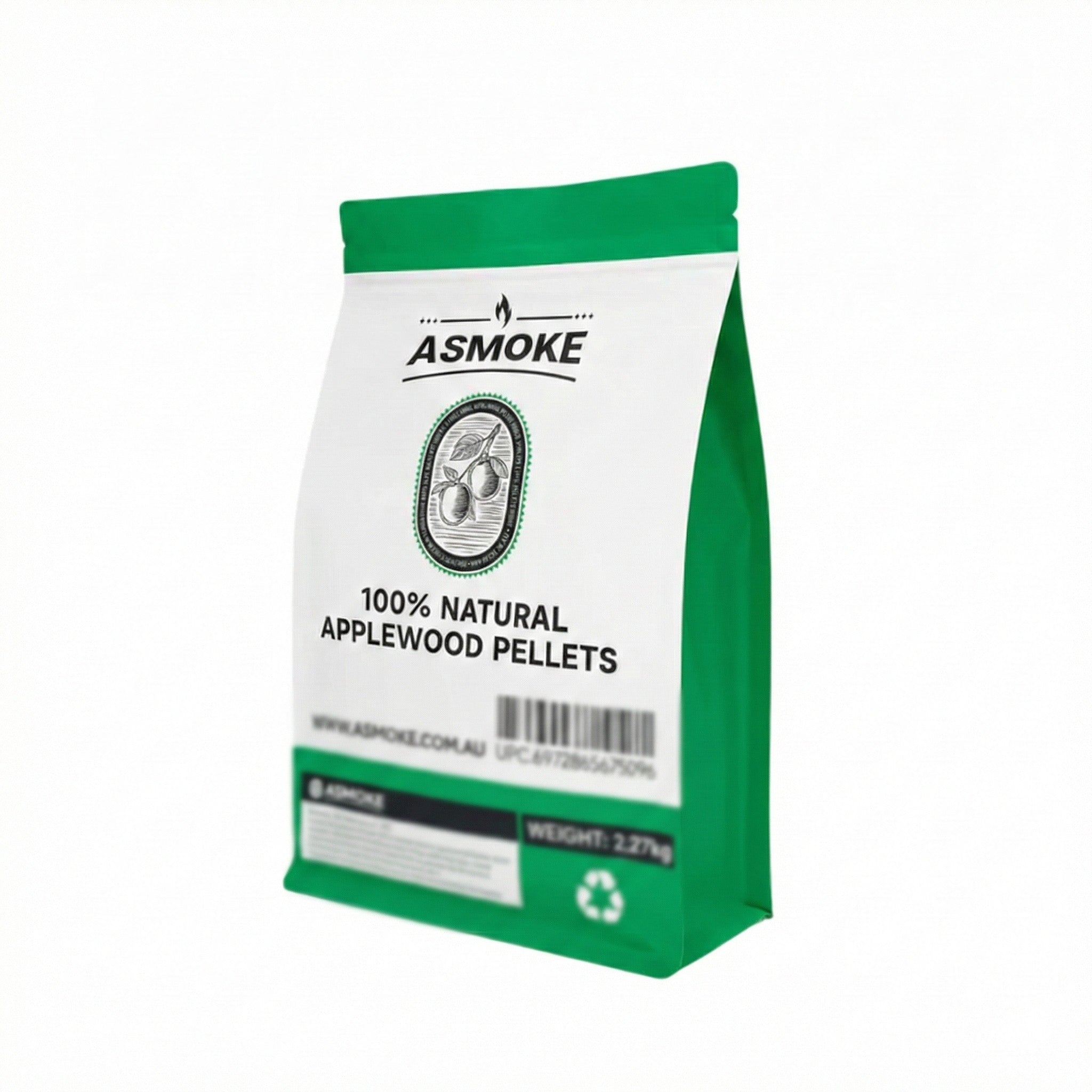 ASMOKE 100% Natural Apple Wood BBQ Smoker Pellets (2.27kg) - Premium Fruit Hardwood for Chicken & Pork V642-XFAS-AP-WO-PEL-5LB