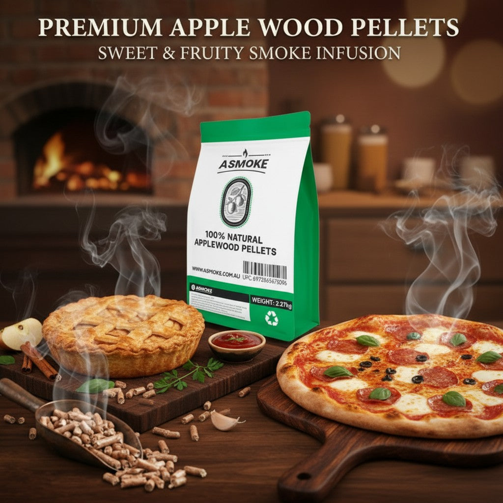ASMOKE 100% Natural Apple Wood BBQ Smoker Pellets (2.27kg) - Premium Fruit Hardwood for Chicken & Pork V642-XFAS-AP-WO-PEL-5LB