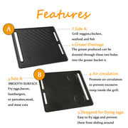 ASMOKE Pre-Seasoned Matte Enamel Cast Iron Reversible Grill/Griddle V642-XFAS-AS300-350-BBQ-PLT