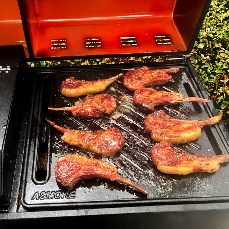 ASMOKE Pre-Seasoned Matte Enamel Cast Iron Reversible Grill/Griddle V642-XFAS-AS300-350-BBQ-PLT