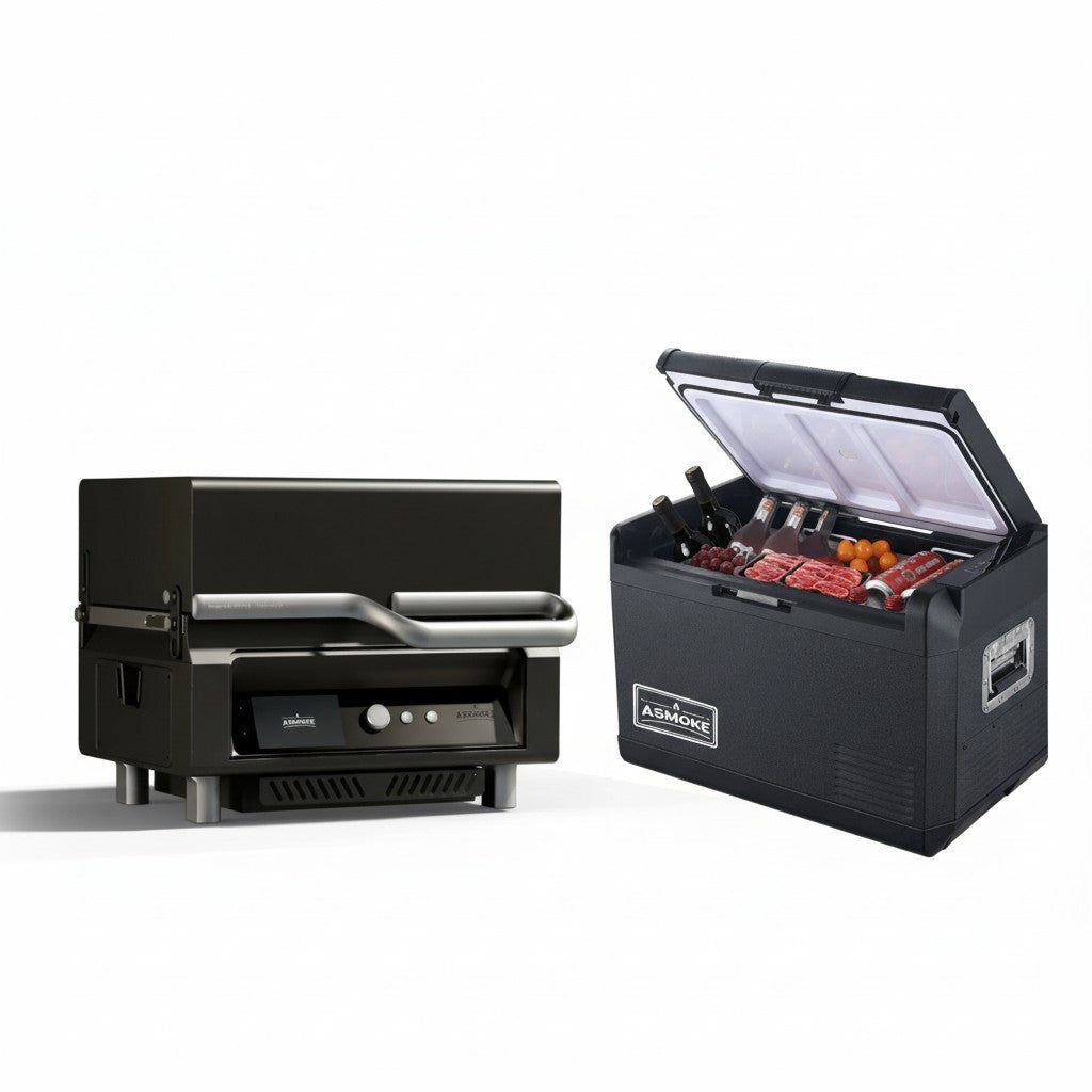 ASMOKE Essential Portable Wood Pellet Grill & Smart Smoker with 47L Premium Mini Fridge Bundle V642-XFAS-BNDL-ESS-GRL-FDG47