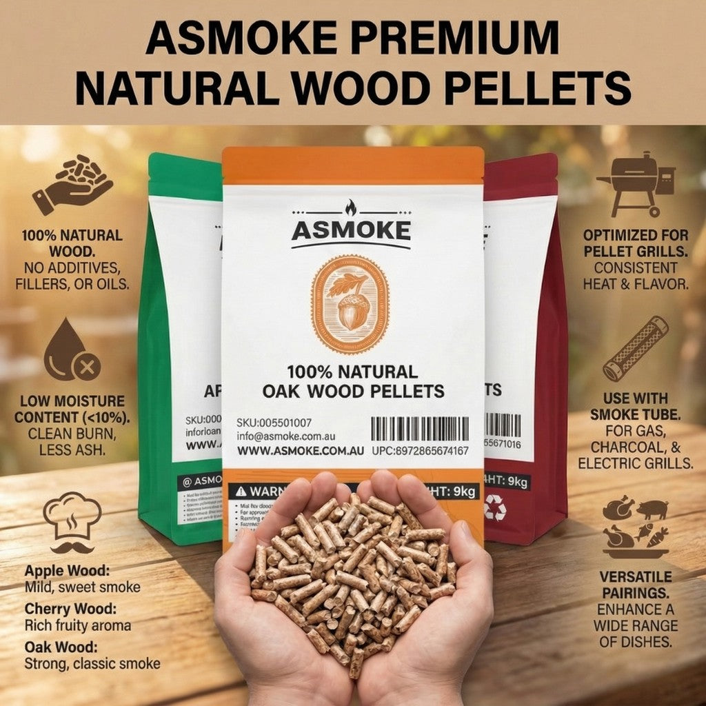 ASMOKE Essential Portable Smart Pellet Grill & Smoker + Assorted Flavors 20LBs (9kg) Premium Wood Pellets V642-XFAS-BNDL-ESS-GRL-WOPEL20LB