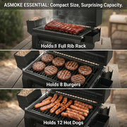ASMOKE Essential Portable Wireless Pellet Smoker - Battery Powered 8-in-1 Mini BBQ Grill with Smart Temp V642-XFAS-GRL-GRY
