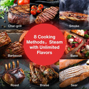 ASMOKE Essential Portable Wireless Pellet Smoker - Battery Powered 8-in-1 Mini BBQ Grill with Smart Temp V642-XFAS-GRL-GRY