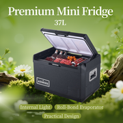 ASMOKE Premium Mini Fridge | 37L Compact Refrigerator with Roll-Bond Evaporator & Internal Light for Camping, V642-XFAS-MINI-FDG-37L
