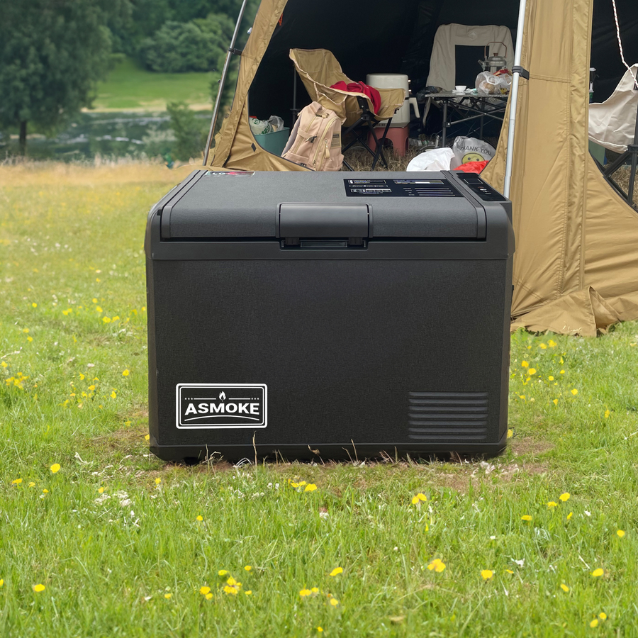 ASMOKE Premium Mini Fridge | 37L Compact Refrigerator with Roll-Bond Evaporator & Internal Light for Camping, V642-XFAS-MINI-FDG-37L