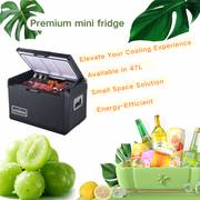 ASMOKE Premium Mini Fridge | 47L Compact Refrigerator with Roll-Bond Evaporator & Internal Light for Camping, V642-XFAS-MINI-FDG-47L