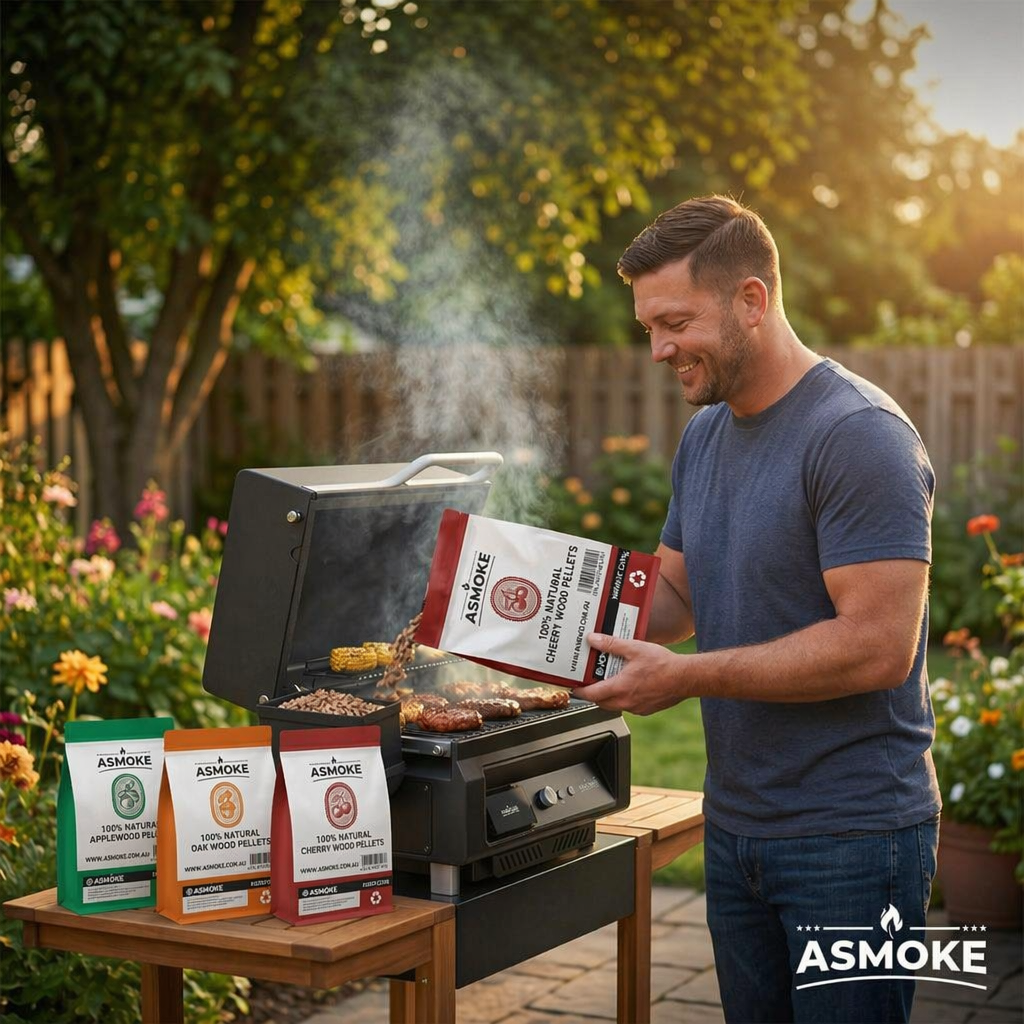 ASMOKE 4-Piece Premium Wood Pellet Variety Pack - Apple, Oak & 2x Cherry (4 x 2.27kg Bags) V642-XFAS-MIX-WO-PEL-5LBS-AP-OAKX1-CHX2