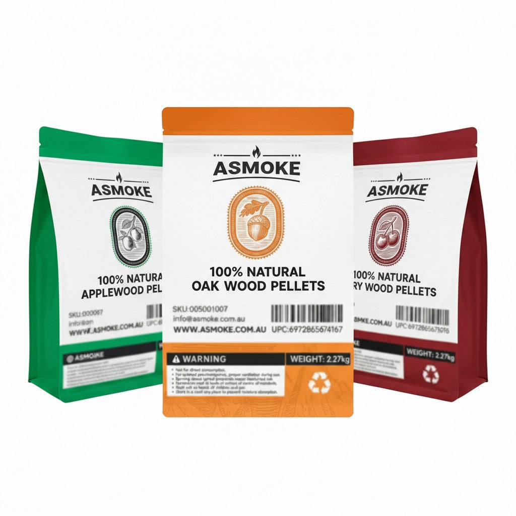 ASMOKE 3-Piece Premium Wood Pellet Variety Pack - Oak, Cherry & Apple (3 x 2.27kg Bags) V642-XFAS-MIX-WO-PEL-5LBSX3