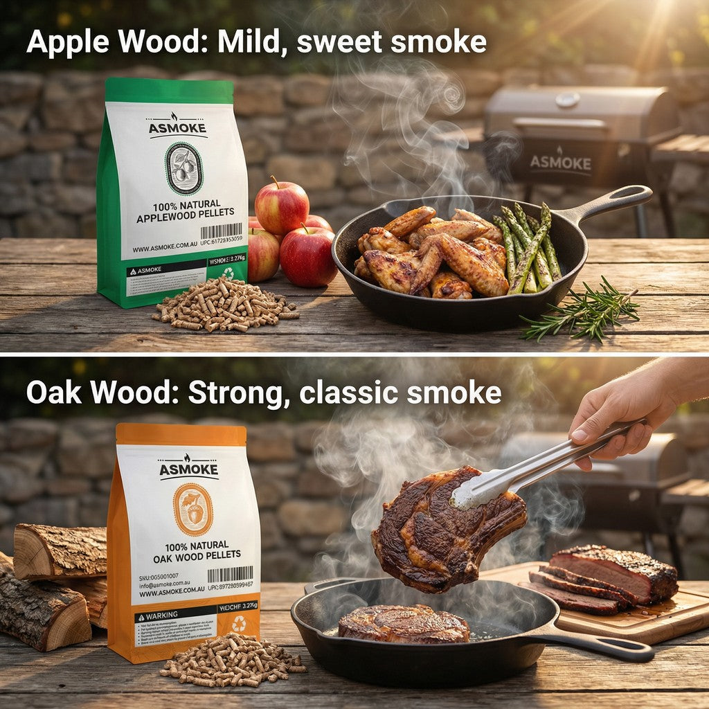 ASMOKE 4-Piece Premium Wood Pellet Variety Pack - Oak & Apple (2x Oak, 2x Apple) V642-XFAS-MIX-WO-PEL-AP-OAK-5LBSX4