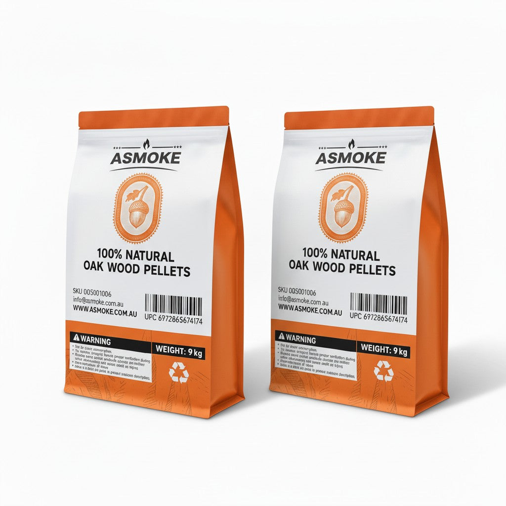 ASMOKE 100% Natural Premium Oak Wood BBQ Pellets for Smoker & Grill (9kg / 20lbs) x2 V642-XFAS-OAK-WO-PEL-20LBX2