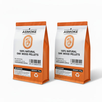 ASMOKE 100% Natural Premium Oak Wood BBQ Pellets for Smoker & Grill (9kg / 20lbs) x2 V642-XFAS-OAK-WO-PEL-20LBX2
