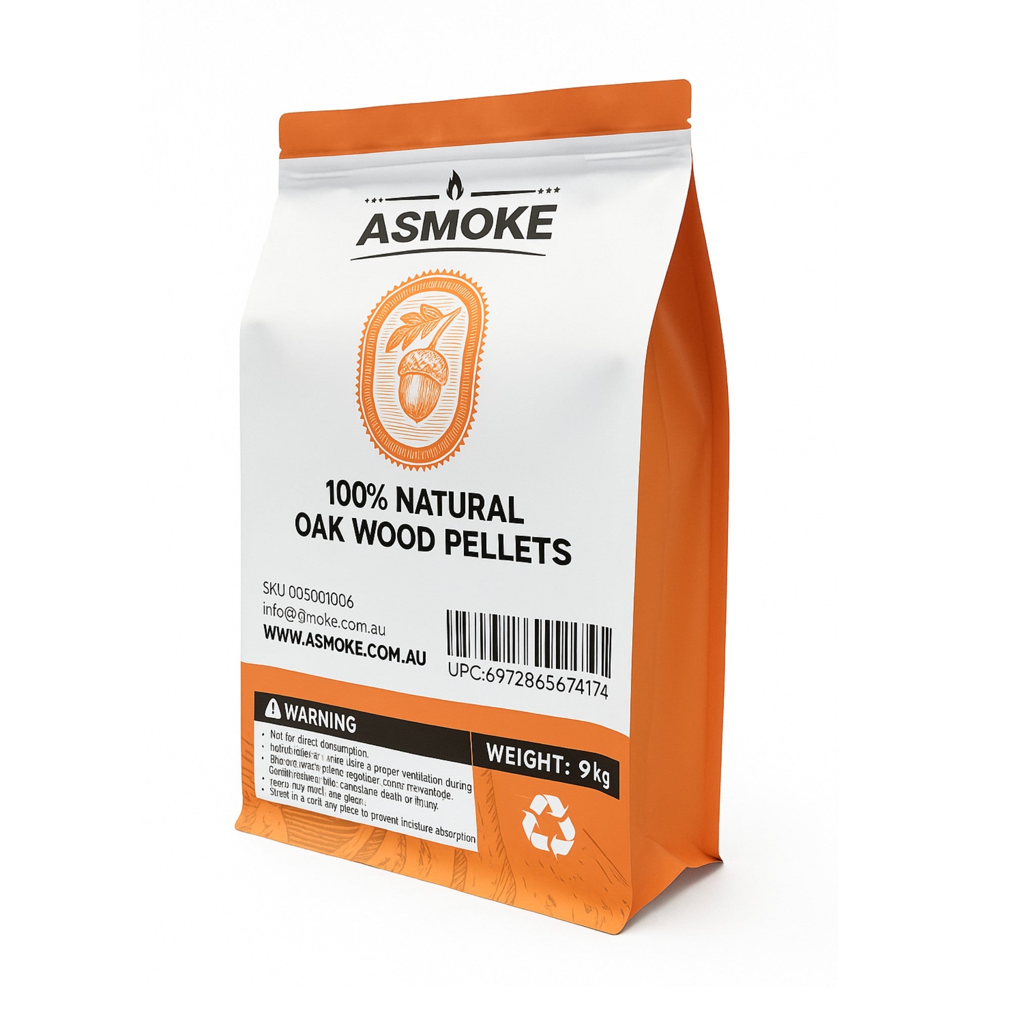 ASMOKE 100% Natural Premium Oak Wood BBQ Pellets for Smoker & Grill (9kg / 20lbs) x2 V642-XFAS-OAK-WO-PEL-20LBX2