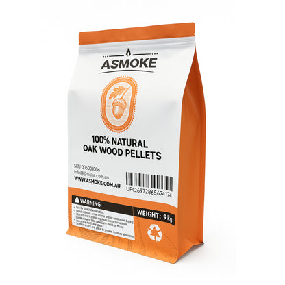 ASMOKE 100% Natural Premium Oak Wood BBQ Pellets for Smoker & Grill (9kg / 20lbs) x2 V642-XFAS-OAK-WO-PEL-20LBX2
