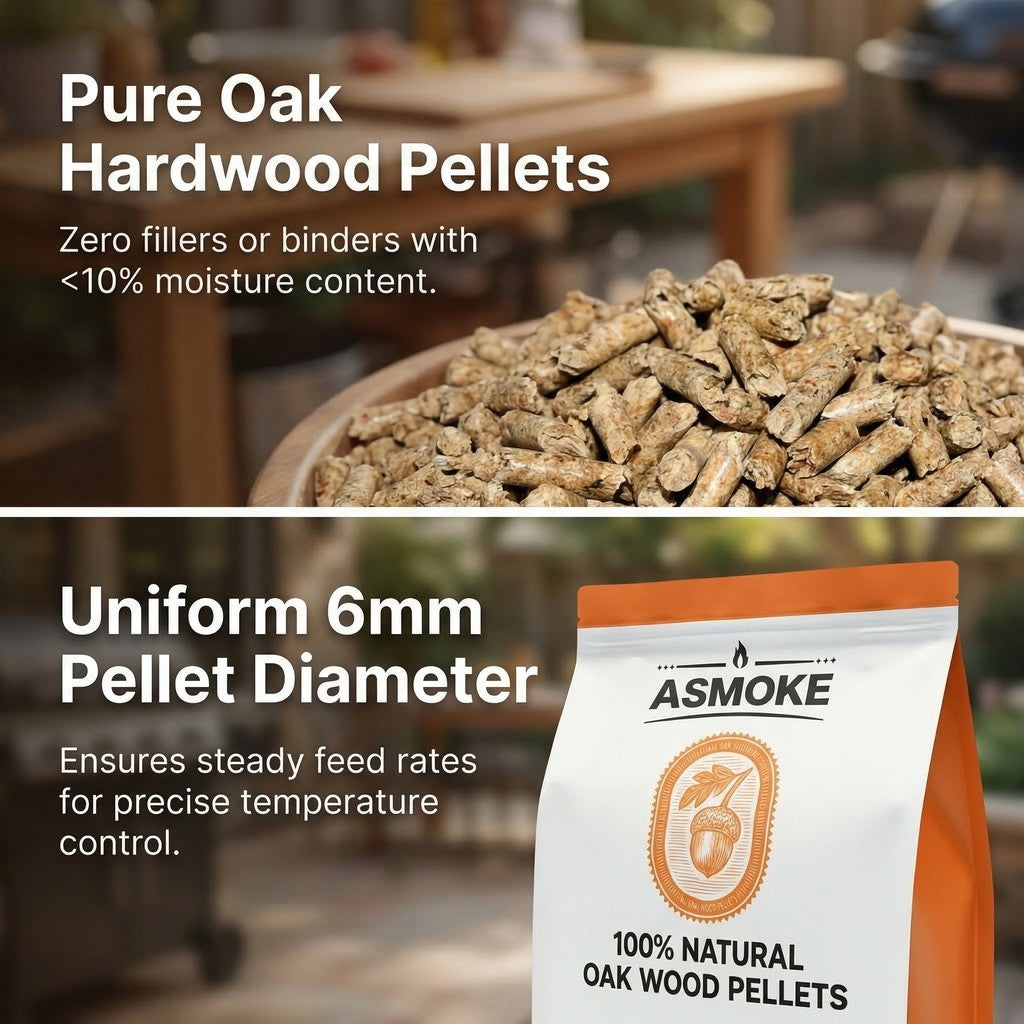 ASMOKE 100% Natural Premium Oak Wood BBQ Pellets for Smoker & Grill (9kg / 20lbs) x2 V642-XFAS-OAK-WO-PEL-20LBX2
