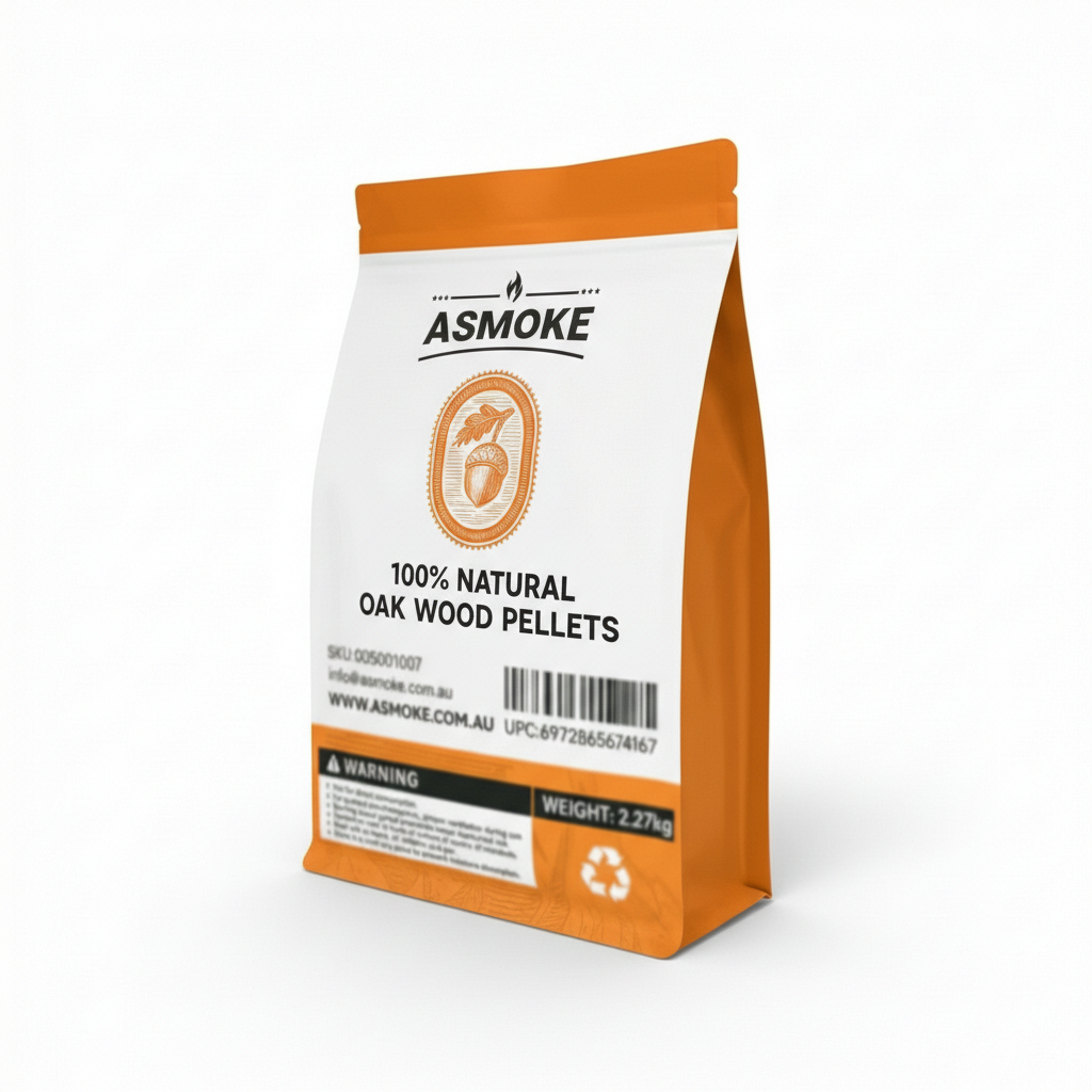 ASMOKE 100% Natural Oak Wood BBQ Pellets (2.27kg) - High Heat Hardwood for Brisket & Pizza Ovens V642-XFAS-OAK-WO-PEL-5LB