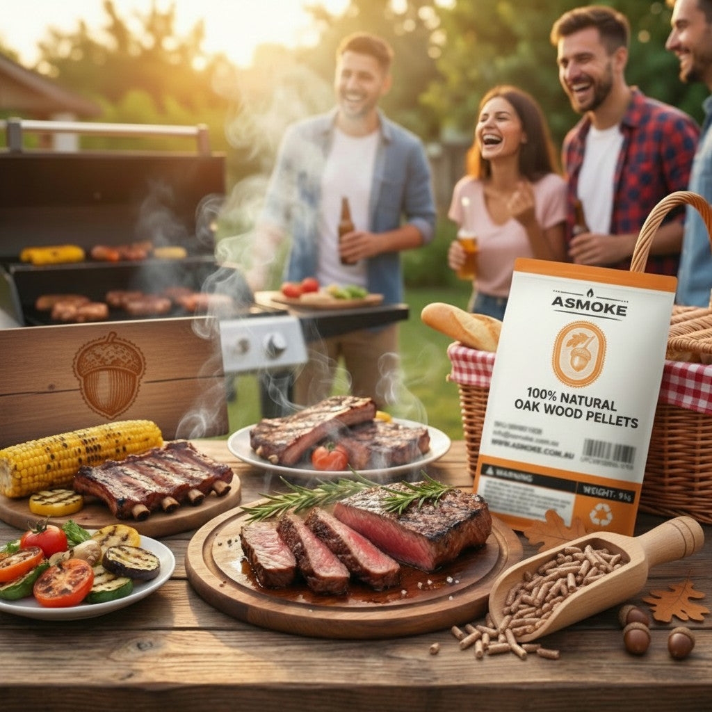 ASMOKE 19kg (40lbs) Premium Oak Wood BBQ Smoker Pellets Bulk Bundle (8 x 2.27kg Bags) V642-XFAS-OAK-WO-PEL-5LBSX8