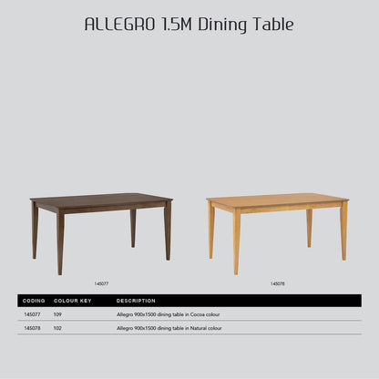 Allergo Dining Table 150cm Timber Dining Table - Natural V656-145078