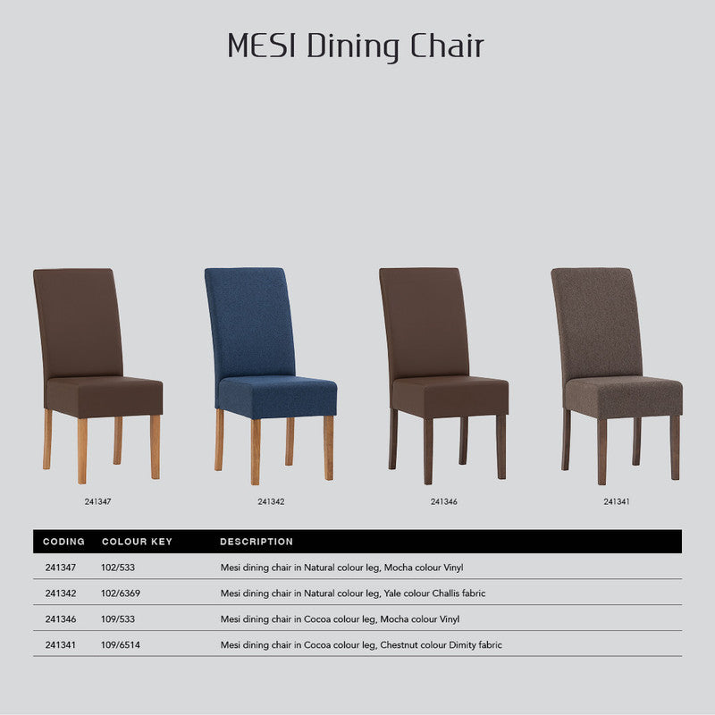 Mesi Dining Chair x2 - Natural Colour Legs Blue Colour Challis Fabric Upholstery V656-241342