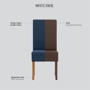 Mesi Dining Chair x2 - Natural Colour Legs Blue Colour Challis Fabric Upholstery V656-241342