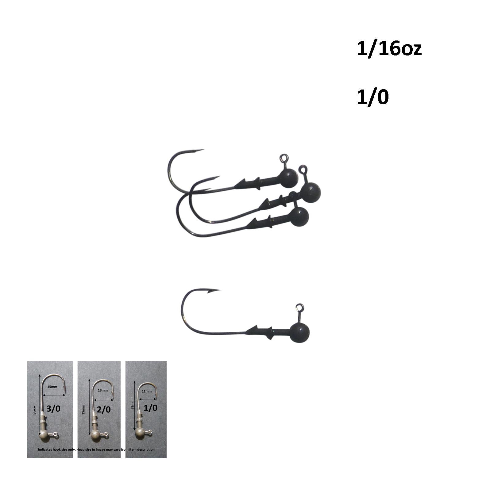 Vike 1/16 oz Round Jig Head with a Size 1/0 Hook Tungsten, 4 pack V658-93MC000020010