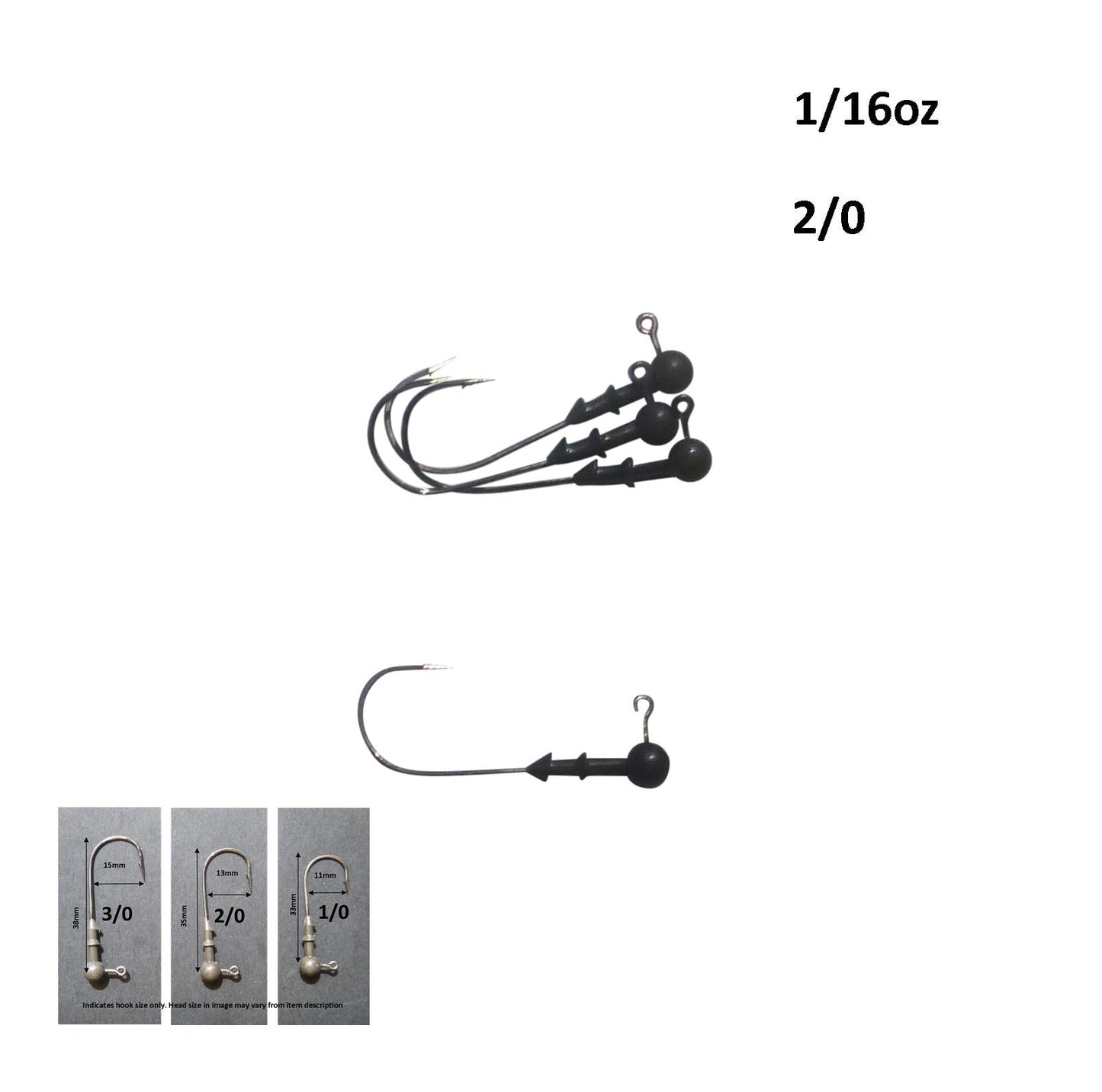 Vike 1/16 oz Round Jig Head with a Size 2/0 Hook Tungsten, 4 pack V658-93MC000020020