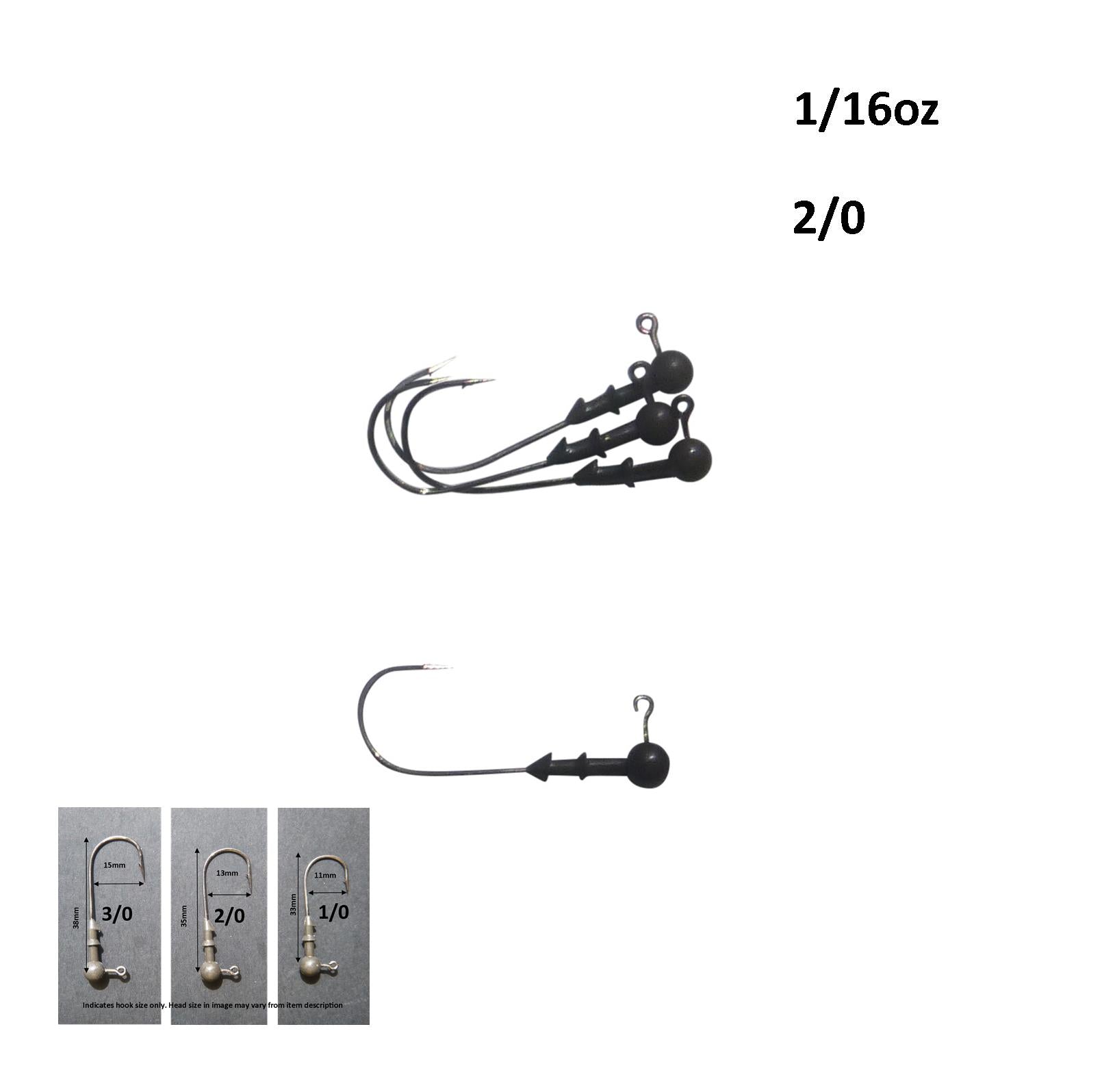 Vike 1/16 oz Round Jig Head with a Size 2/0 Hook Tungsten, 4 pack V658-93MC000020020