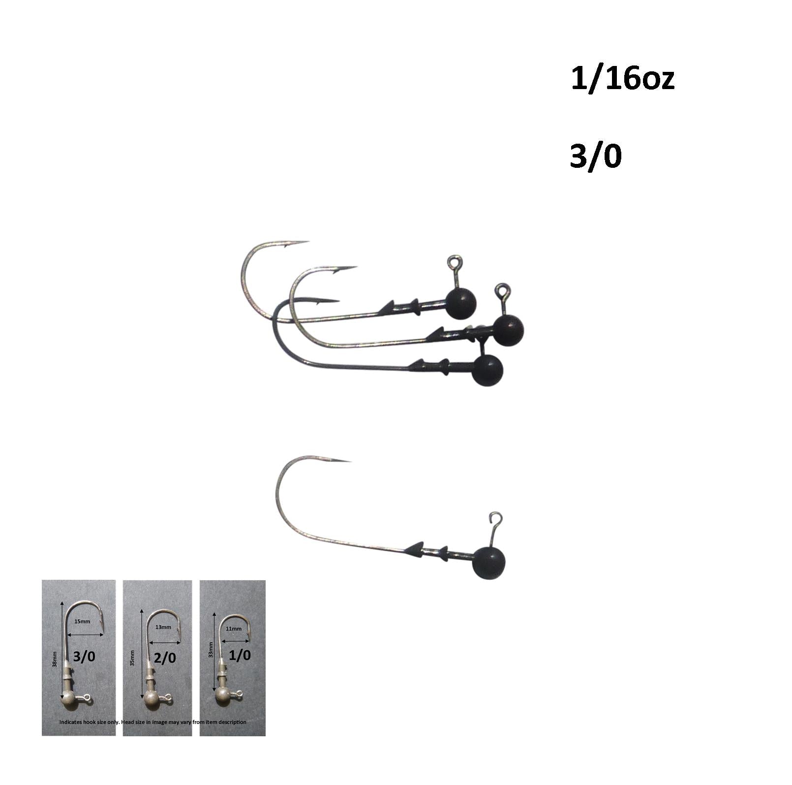 Vike 1/16 oz Round Jig Head with a Size 3/0 Hook Tungsten, 4 pack V658-93MC000020030