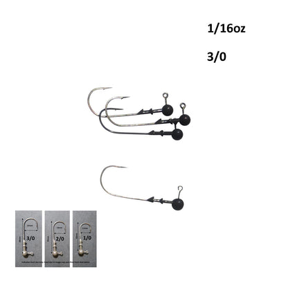 Vike 1/16 oz Round Jig Head with a Size 3/0 Hook Tungsten, 4 pack V658-93MC000020030