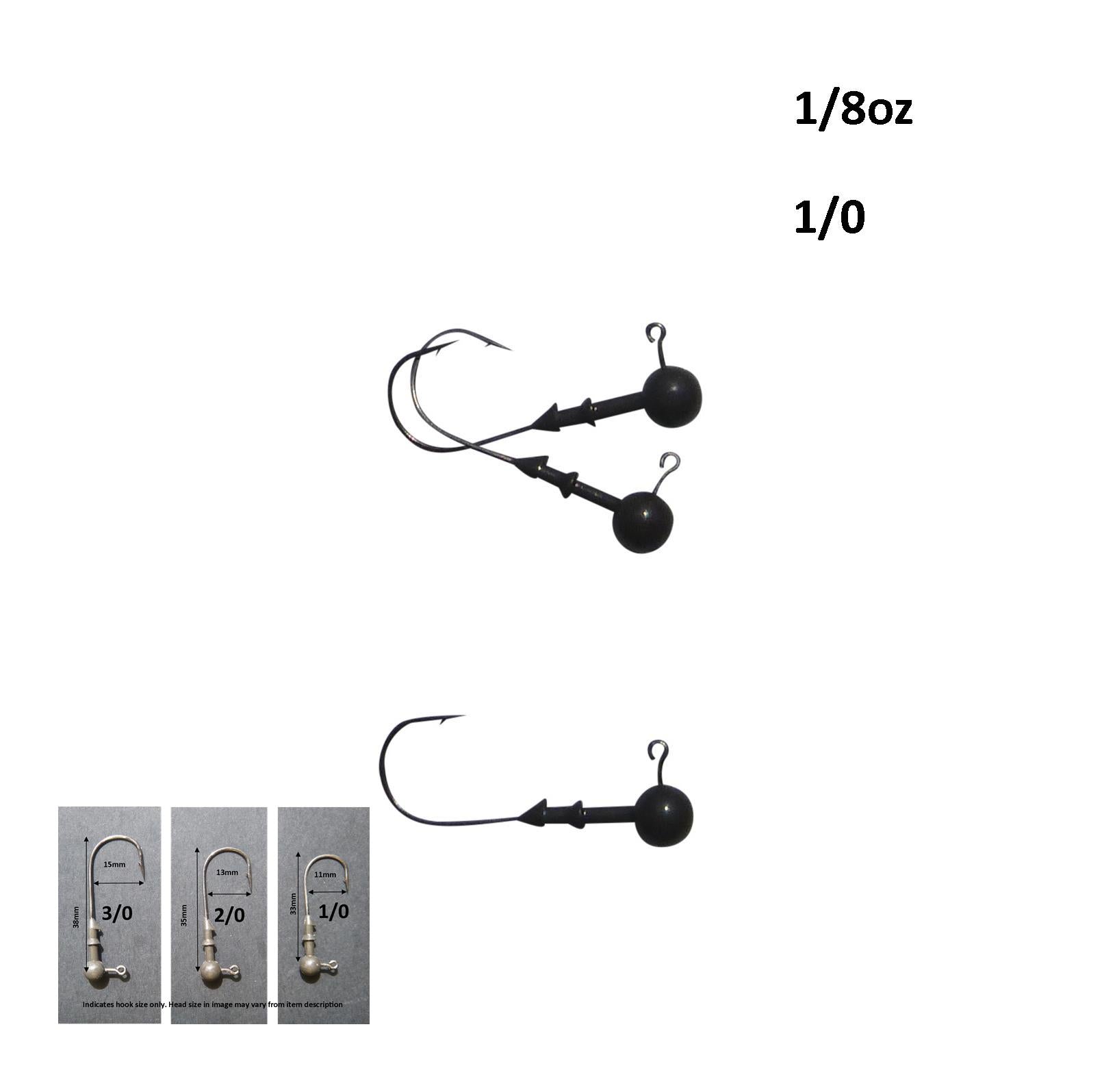 Vike 1/8 oz Round Jig Head with a Size 1/0 Hook Tungsten, 3 pack V658-93MC000020040