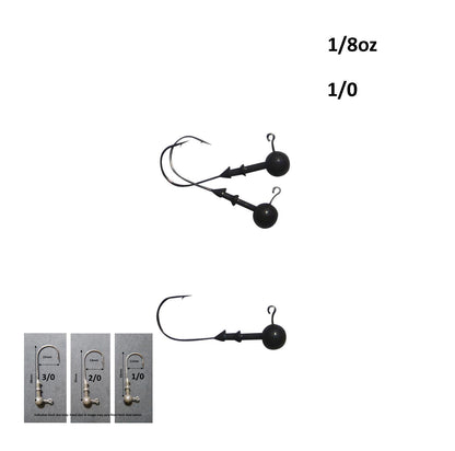 Vike 1/8 oz Round Jig Head with a Size 1/0 Hook Tungsten, 3 pack V658-93MC000020040