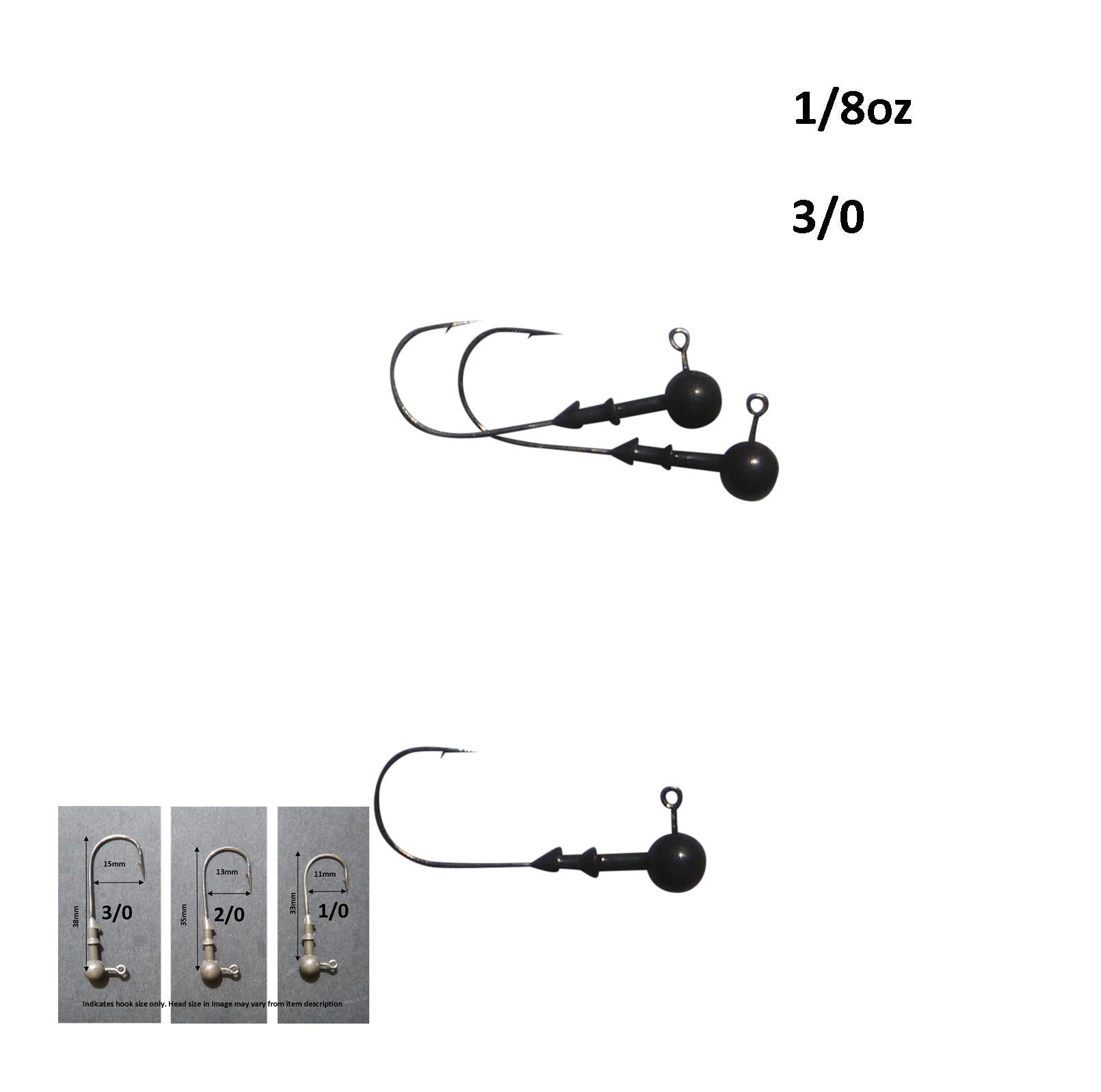 Vike 1/8 oz Round Jig Head with a Size 3/0 Hook Tungsten, 3 pack V658-93MC000020060