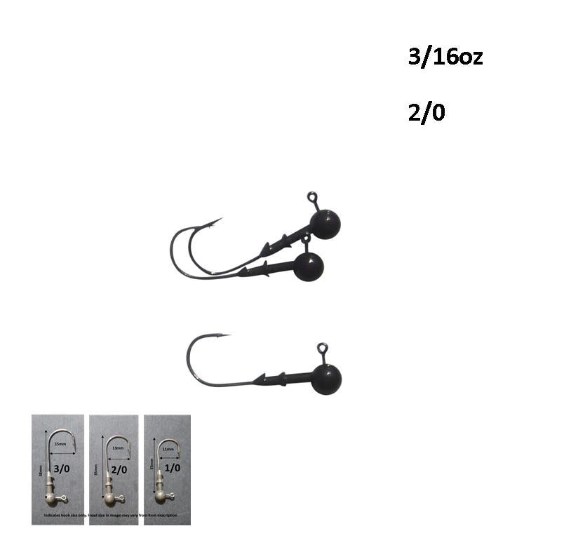 Vike 3/16 oz Round Jig Head with a Size 2/0 Hook Tungsten, 3 pack V658-93MC000020080