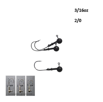 Vike 3/16 oz Round Jig Head with a Size 2/0 Hook Tungsten, 3 pack V658-93MC000020080