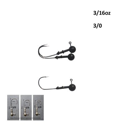 Vike 3/16 oz Round Jig Head with a Size 3/0 Hook Tungsten, 3 pack V658-93MC000020090