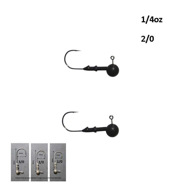 Vike 1/4 oz Round Jig Head with a Size 2/0 Hook Tungsten, 2 pack V658-93MC000020100