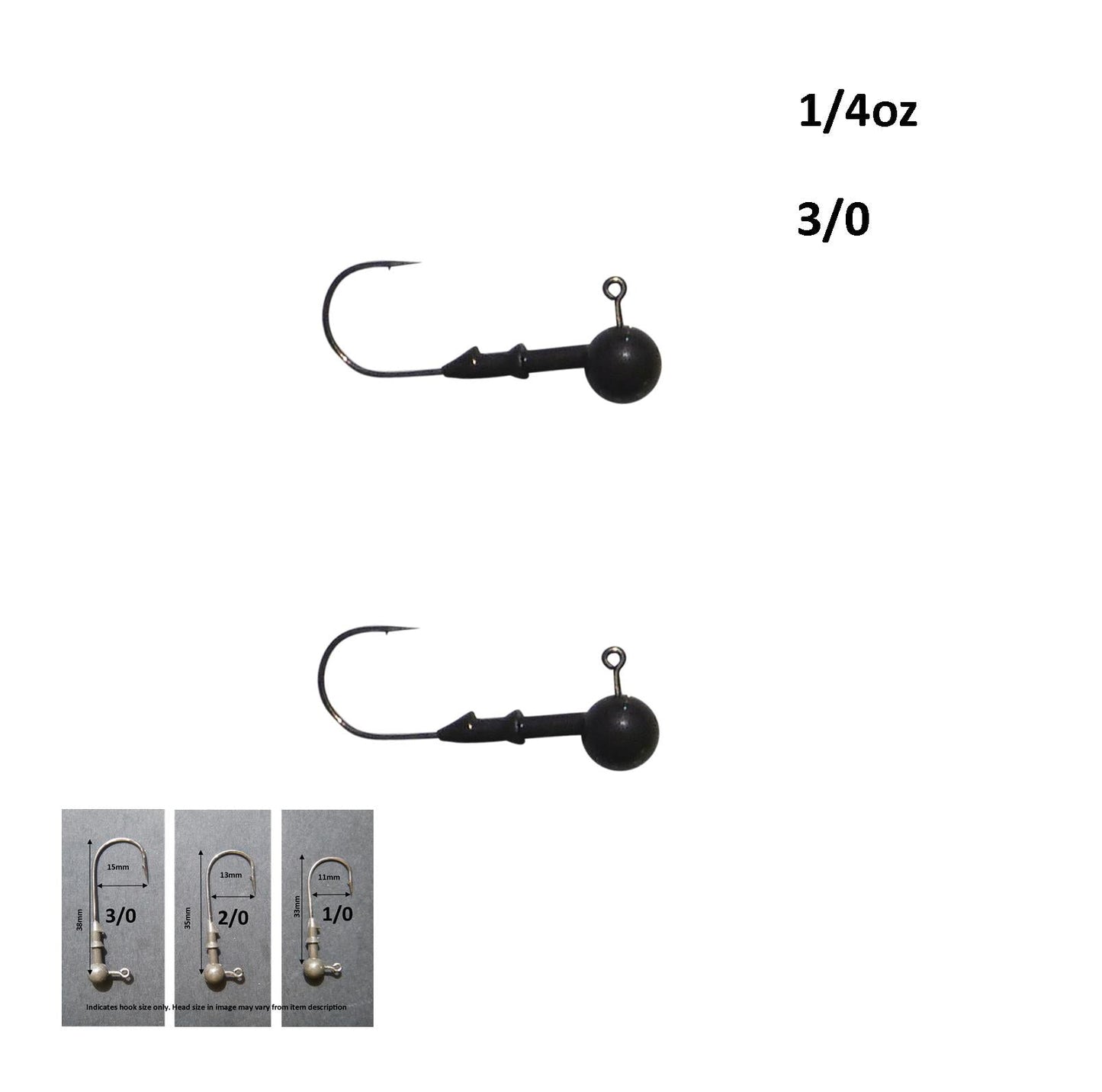 Vike 1/4 oz Round Jig Head with a Size 3/0 Hook Tungsten, 2 pack V658-93MC000020110