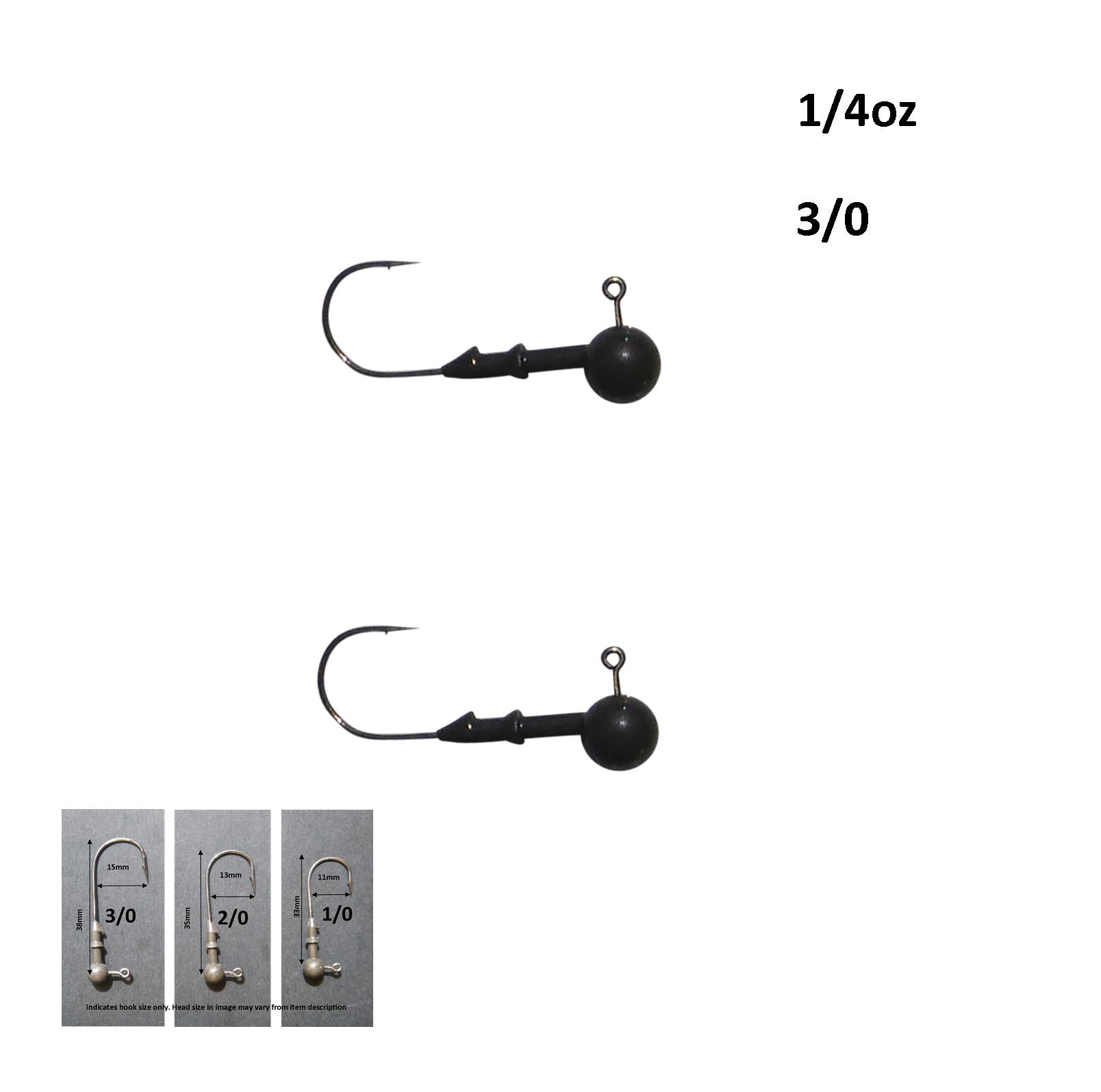 Vike 1/4 oz Round Jig Head with a Size 3/0 Hook Tungsten, 2 pack V658-93MC000020110