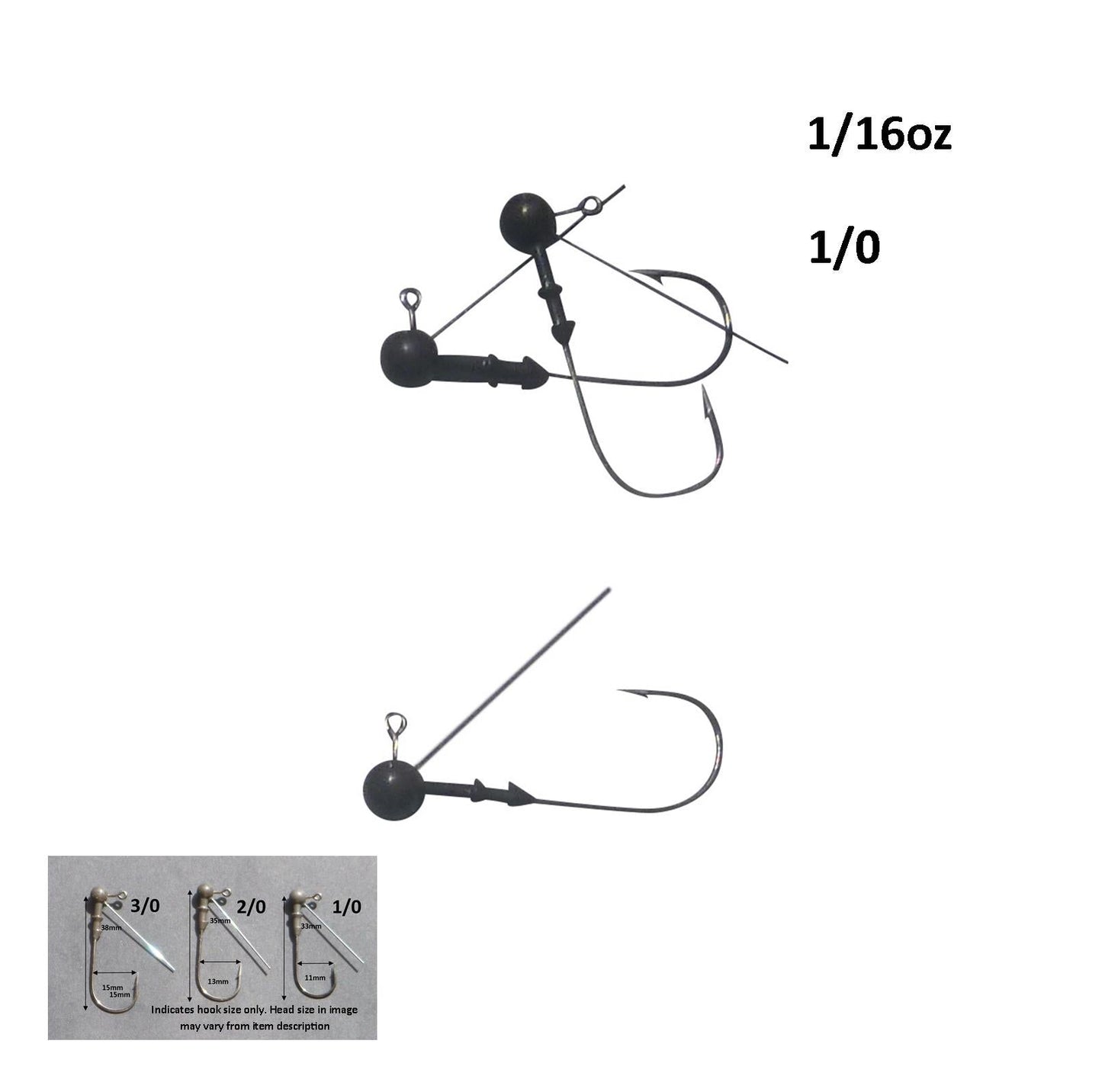 Vike 1/16 oz Weedless Round Jig Head with a Size 1/0 Hook Tungsten, 4 pack V658-93MC000020120
