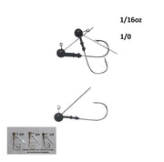 Vike 1/16 oz Weedless Round Jig Head with a Size 1/0 Hook Tungsten, 4 pack V658-93MC000020120