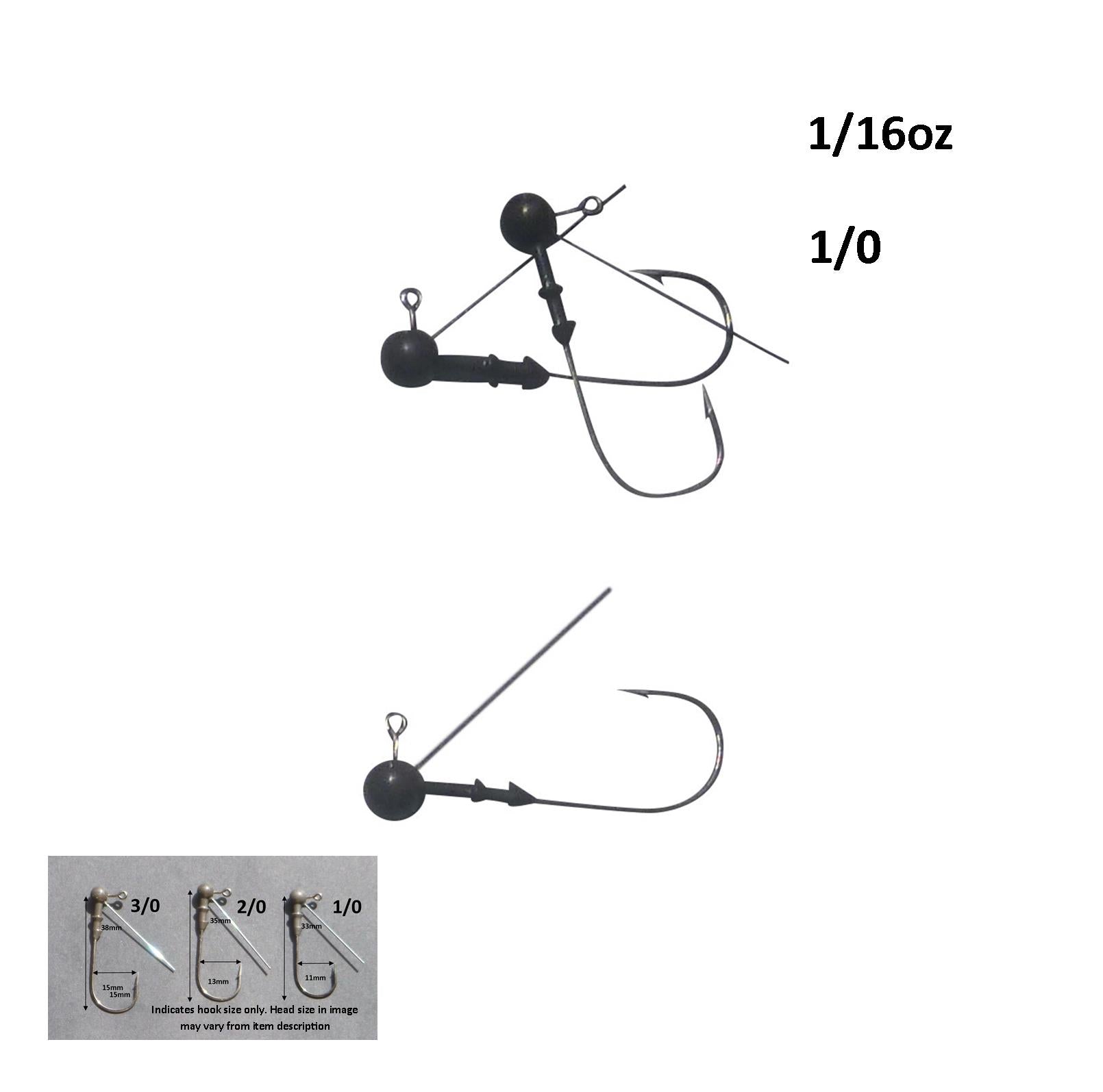 Vike 1/16 oz Weedless Round Jig Head with a Size 1/0 Hook Tungsten, 4 pack V658-93MC000020120