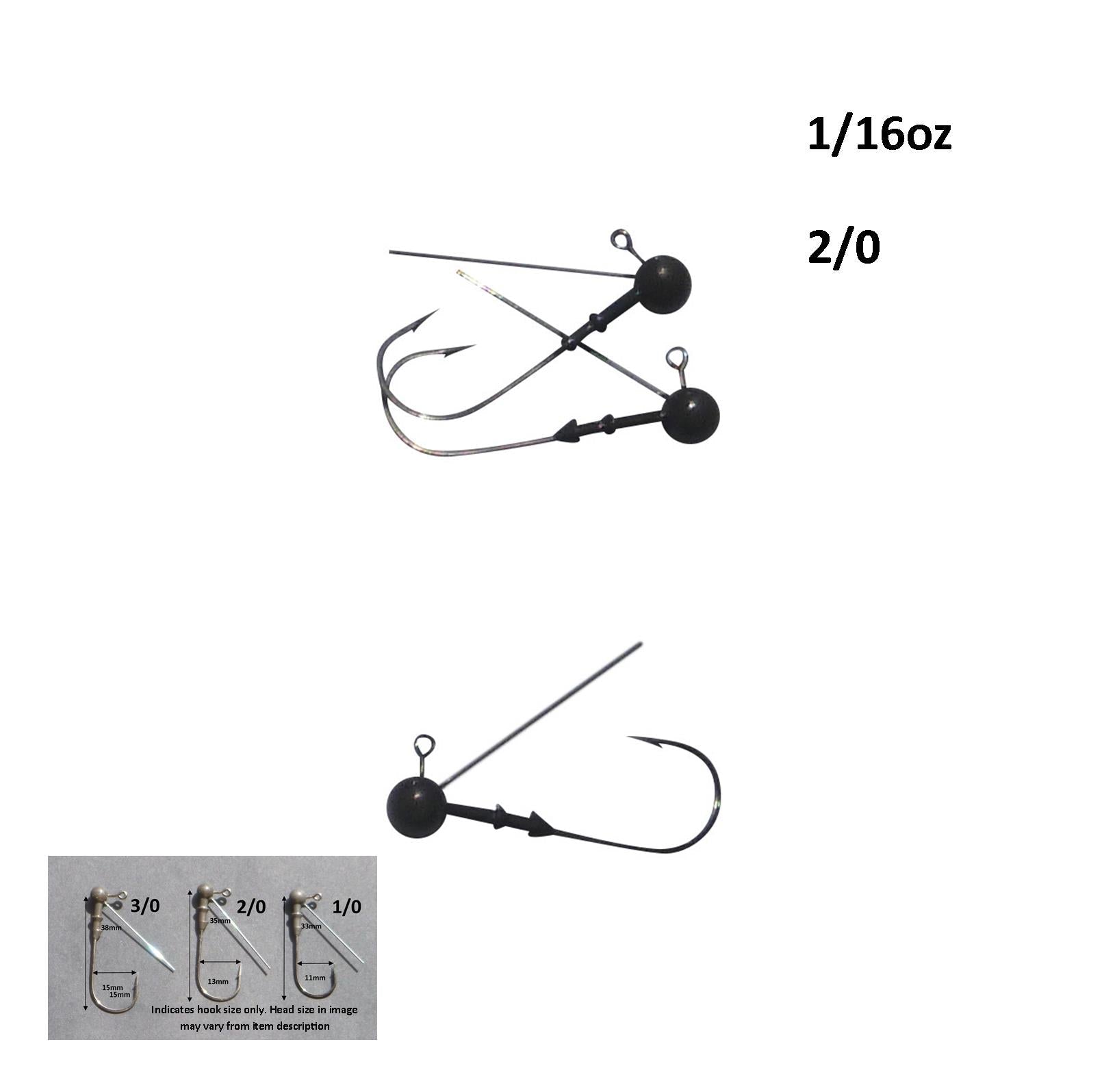 Vike 1/16 oz Weedless Round Jig Head with a Size 2/0 Hook Tungsten, 4 pack V658-93MC000020130