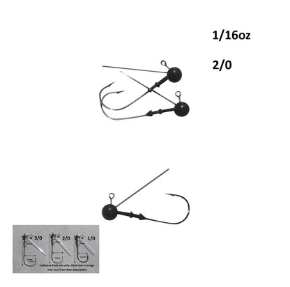 Vike 1/16 oz Weedless Round Jig Head with a Size 2/0 Hook Tungsten, 4 pack V658-93MC000020130
